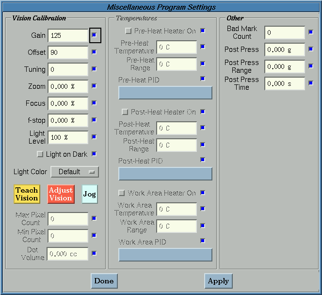 Miscellaneous Program Settings